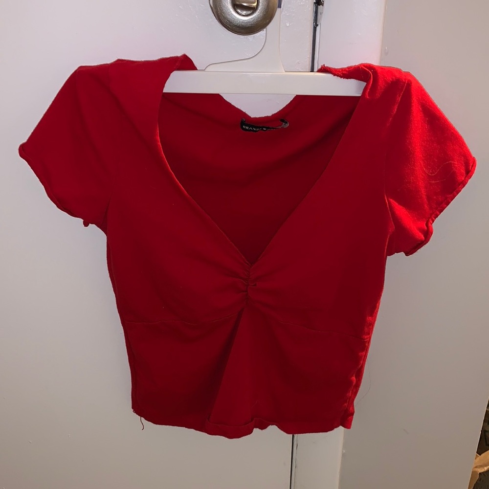 Brandy Melville red v neck cropped top